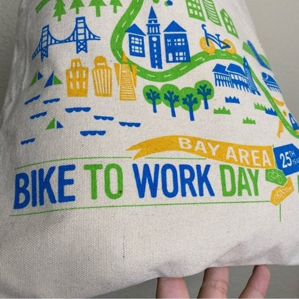 Bay Area California Bike to Work One Shoulder Canvas Tote - Picture 3 of 8